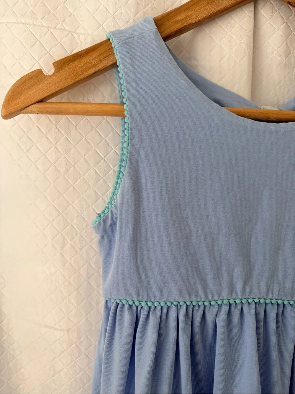 Matilda Jane Light Blue Tiered Dress with Mint Polka-Dot Pockets